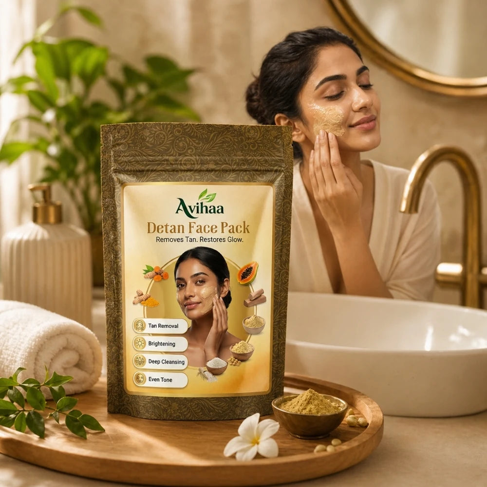 Avihaa D-Tan Face Pack in a skincare ritual